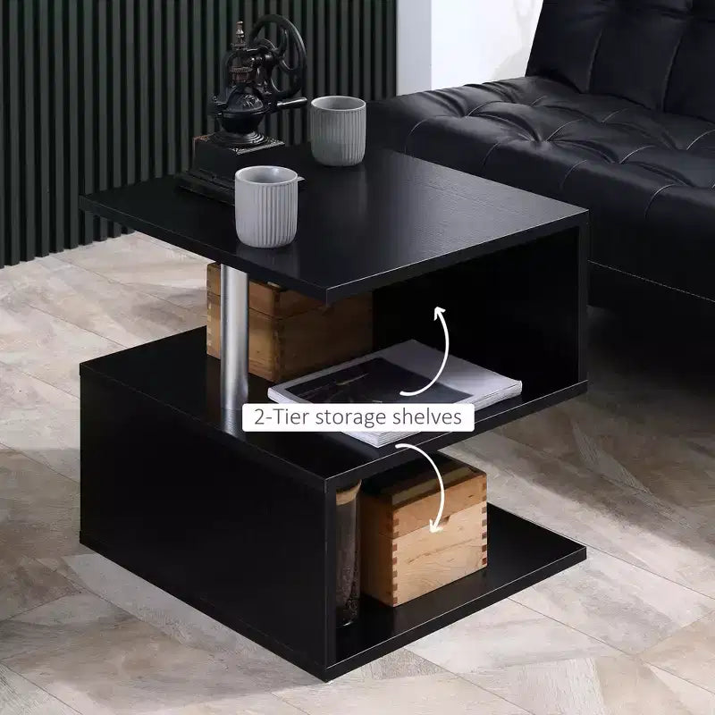 20 tables d'appoint modernes, tables d'appoint, tables basses en forme de S avec étagère de rangement et poteaux en acier