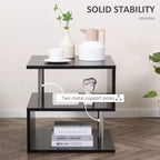 20 tables d'appoint modernes, tables d'appoint, tables basses en forme de S avec étagère de rangement et poteaux en acier