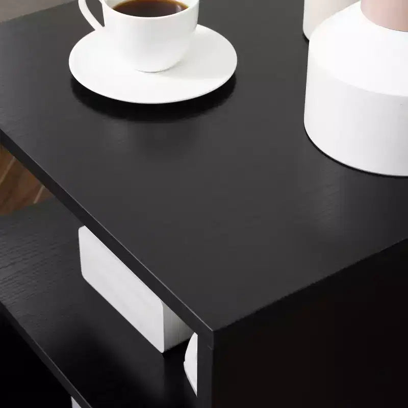 20 tables d'appoint modernes, tables d'appoint, tables basses en forme de S avec étagère de rangement et poteaux en acier