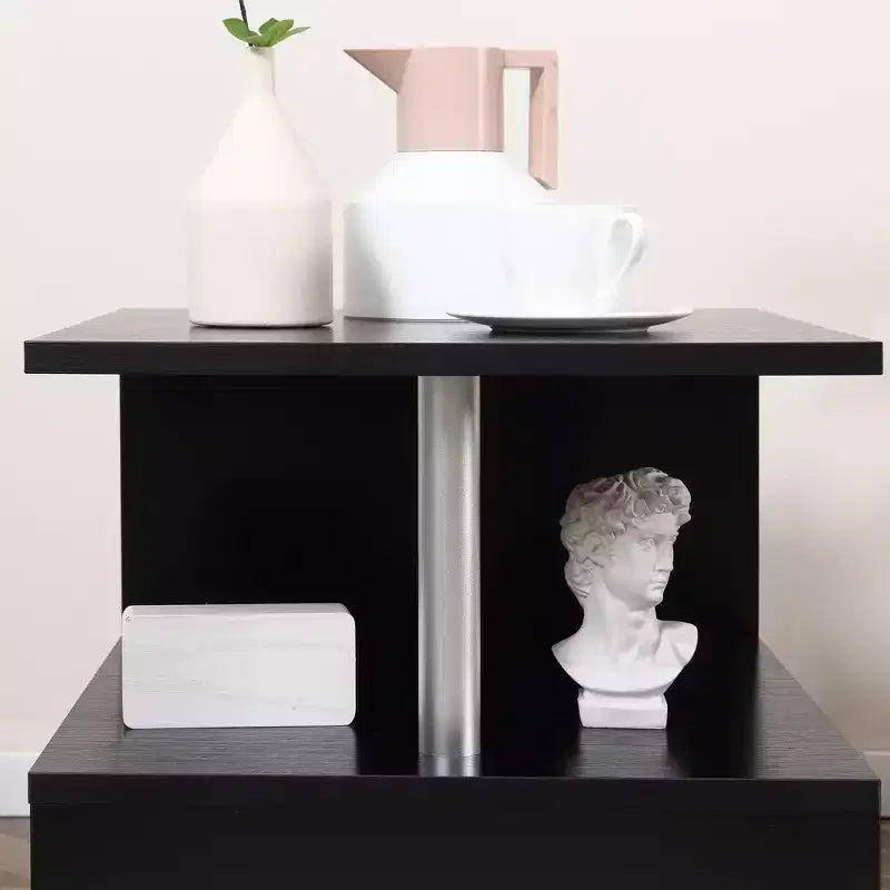 20 tables d'appoint modernes, tables d'appoint, tables basses en forme de S avec étagère de rangement et poteaux en acier
