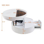 29,5 Table basse relevable moderne et ronde avec rangement, table d'appoint compacte pour petits salons ou appartements - Panipeachy