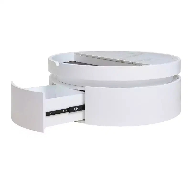 29,5 Table basse relevable moderne et ronde avec rangement, table d'appoint compacte pour petits salons ou appartements - Panipeachy