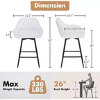 Tabourets de bar pivotants lot de 2, tabourets de bar de 66 cm, dossiers bas et pieds en métal, faciles à assembler, pour bar, îlot de cuisine