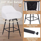 Tabourets de bar pivotants lot de 2, tabourets de bar de 66 cm, dossiers bas et pieds en métal, faciles à assembler, pour bar, îlot de cuisine