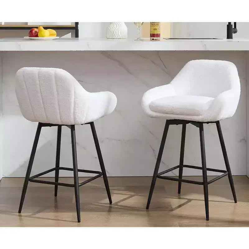 Tabourets de bar pivotants lot de 2, tabourets de bar de 66 cm, dossiers bas et pieds en métal, faciles à assembler, pour bar, îlot de cuisine