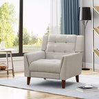 Fauteuil moderne, Fauteuil d'appoint pour salon, Fauteuil capitonné avec pieds fuselés en bois, Canapé de lecture confortable pour chambre, Beige