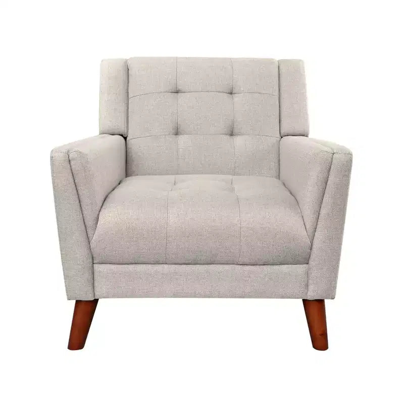 Fauteuil moderne, Fauteuil d'appoint pour salon, Fauteuil capitonné avec pieds fuselés en bois, Canapé de lecture confortable pour chambre, Beige