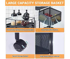 Étagère de Rangement Rotative à 5 Niveaux pour Cuisine, Chariot de Cuisine en Maille Métallique avec Couvercle Supérieur, Rangement sur Roues pour Fruits Légumes et Épicerie