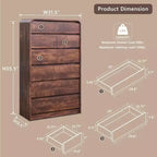 Commode à 7 tiroirs pour chambre à coucher, commode et chiffonnier modernes au design incurvé, commode en bois pour salon