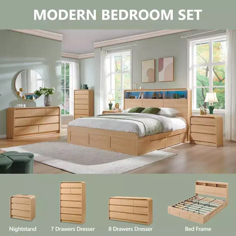 Commode à 7 tiroirs pour chambre à coucher, commode et chiffonnier modernes au design incurvé, commode en bois pour salon