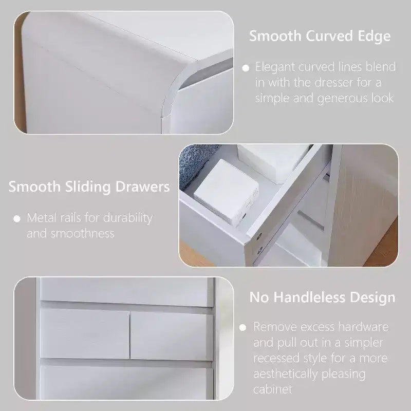 Commode à 7 tiroirs pour chambre à coucher, commode et chiffonnier modernes au design incurvé, commode en bois pour salon