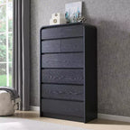 Commode à 7 tiroirs pour chambre à coucher, commode et chiffonnier modernes au design incurvé, commode en bois pour salon
