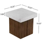 MAYEERTY 1 Pack Table d'appoint carrée, table de bout effet pierre et bois pour salon intérieur/extérieur, patio, chambre
