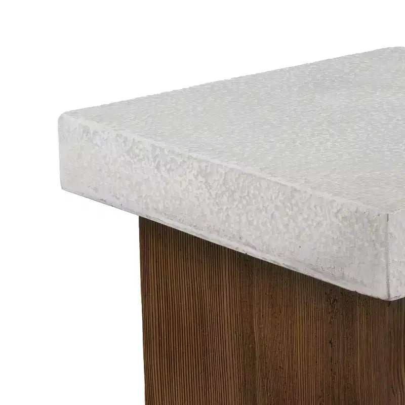 MAYEERTY 1 Pack Table d'appoint carrée, table de bout effet pierre et bois pour salon intérieur/extérieur, patio, chambre