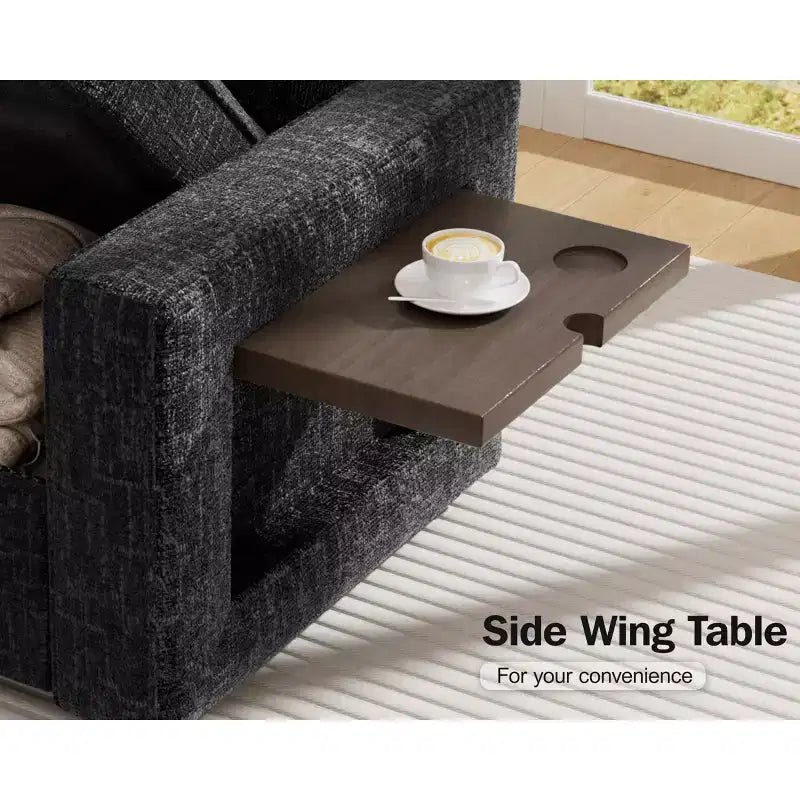 Dyonery Canapé-lit modulaire d'angle 8 places en U avec lit gigogne/dossier inclinable/ports USB/table/rangement, montage sans outils