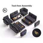 Dyonery Canapé-lit modulaire d'angle 8 places en U avec lit gigogne/dossier inclinable/ports USB/table/rangement, montage sans outils