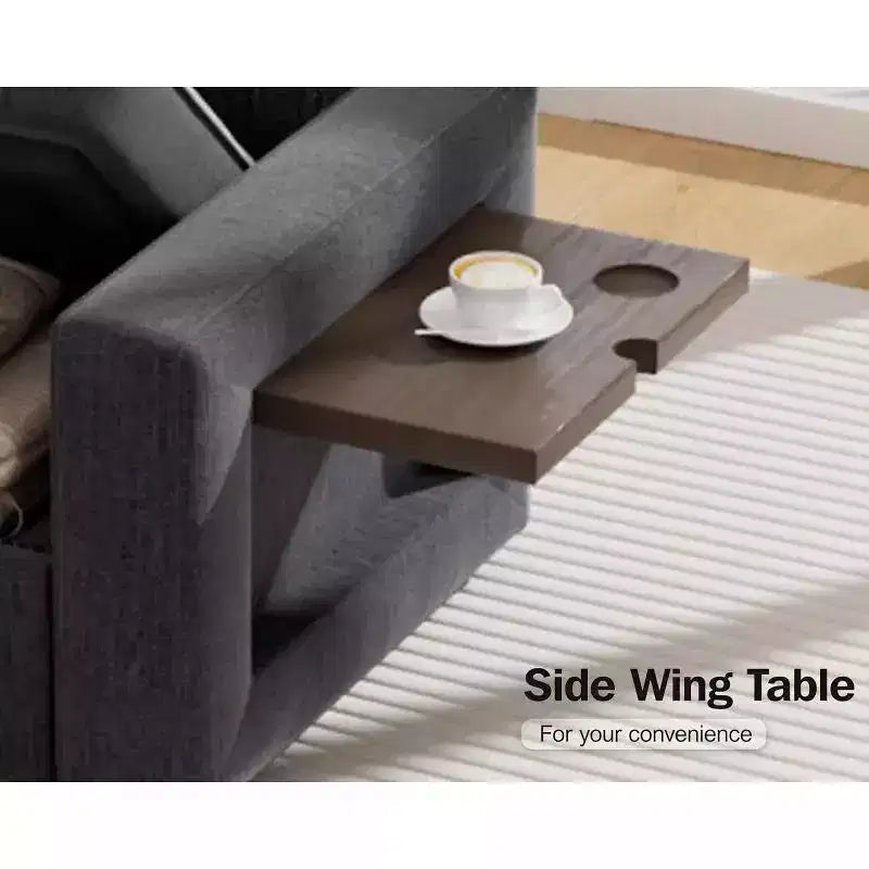 Dyonery Canapé-lit modulaire d'angle 8 places en U avec lit gigogne/dossier inclinable/ports USB/table/rangement, montage sans outils