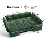 Dyonery Canapé-lit modulaire d'angle 8 places en U avec lit gigogne/dossier inclinable/ports USB/table/rangement, montage sans outils
