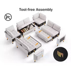 Dyonery Canapé-lit modulaire d'angle 8 places en U avec lit gigogne/dossier inclinable/ports USB/table/rangement, montage sans outils