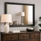 Miroir Contemporain Rectangulaire Royal Hampton 45 pouces avec Cadre en Bois, Gris