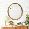 GDFStudio Meigs 23.62 Mid-Century Modern Round Wall Mirror with Wood Frame