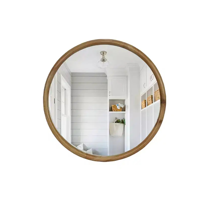 Miroir mural rond GDFStudio Meigs 23,62 po, style mi-siècle, avec cadre en bois