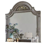 Miroir de commode Royal Hampton, forme arquée florale de 49 pouces, bois massif gris