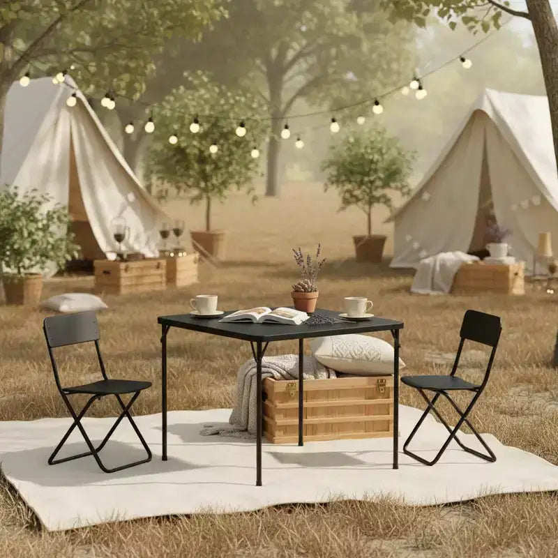 Table pliante FurnitureR de 34 pouces, plateau en PP robuste avec cadre en métal, table utilitaire pliable portable pour pique-nique, fête, événements, petits espaces