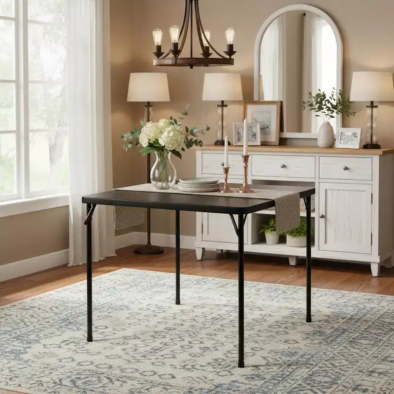 Table pliante FurnitureR de 34 pouces, plateau en PP robuste avec cadre en métal, table utilitaire pliable portable pour pique-nique, fête, événements, petits espaces