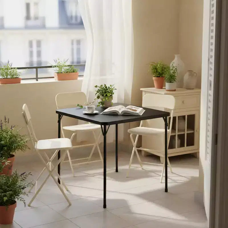 Table pliante FurnitureR de 34 pouces, plateau en PP robuste avec cadre en métal, table utilitaire pliable portable pour pique-nique, fête, événements, petits espaces