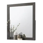 Miroir de commode Royal Hampton, cadre en bois massif gris métallique moderne, 38 pouces