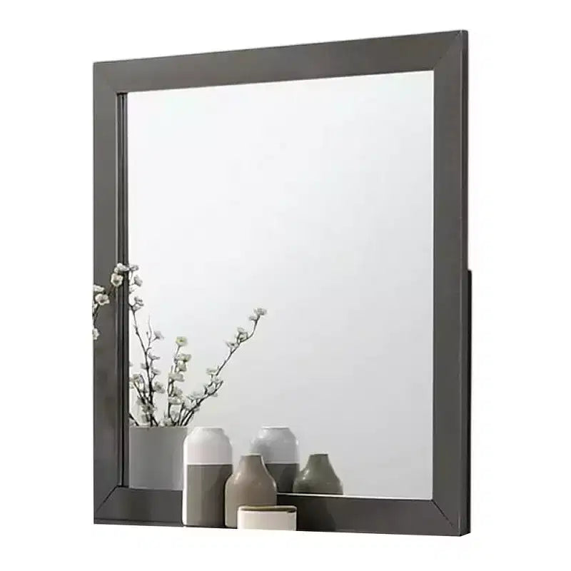 Miroir de commode Royal Hampton, cadre en bois massif gris métallique moderne, 38 pouces