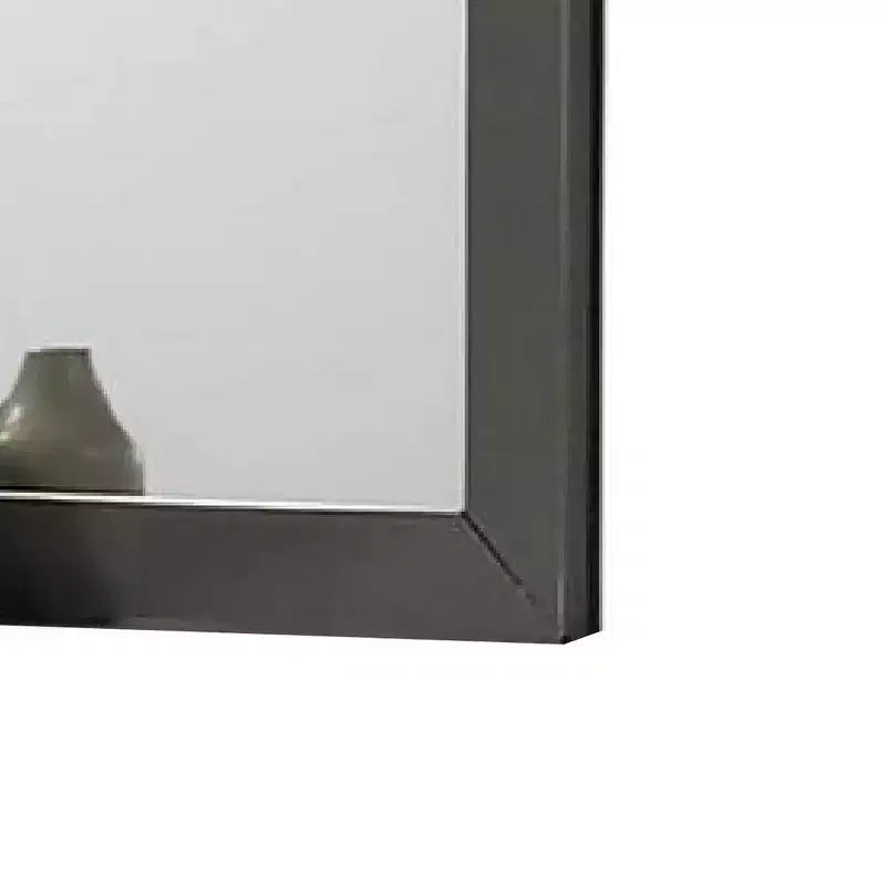 Miroir de commode Royal Hampton, cadre en bois massif gris métallique moderne, 38 pouces
