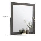 Miroir de commode Royal Hampton, cadre en bois massif gris métallique moderne, 38 pouces