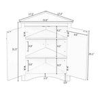 Meuble de salle de bain triangulaire blanc MAYEERTY, étagères réglables, meuble bas autoportant