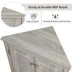 Meuble de salle de bain triangulaire blanc MAYEERTY, étagères réglables, meuble bas autoportant