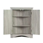 Meuble de salle de bain triangulaire blanc MAYEERTY, étagères réglables, meuble bas autoportant
