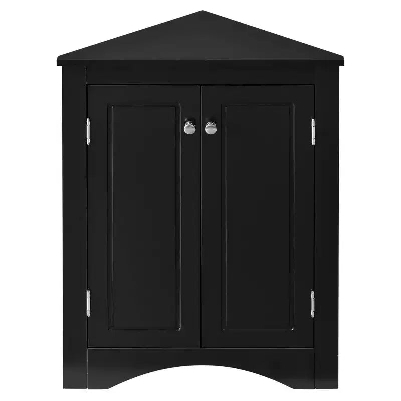 Meuble de salle de bain triangulaire blanc MAYEERTY, étagères réglables, meuble bas autoportant