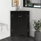 MAYEERTY White Triangle Bathroom Cabinet Adjustable Shelves Freestanding Floor Cabinet