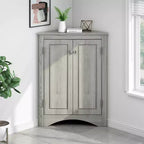 Meuble de salle de bain triangulaire blanc MAYEERTY, étagères réglables, meuble bas autoportant