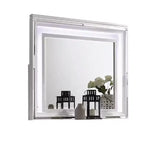 Miroir de commode Royal Hampton avec lumières LED, cadre en bois massif blanc de 47 pouces