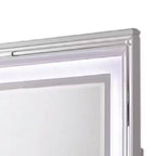 Miroir de commode Royal Hampton avec lumières LED, cadre en bois massif blanc de 47 pouces