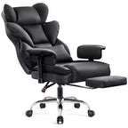 Fauteuil de bureau de direction KERDOM en cuir PU, accoudoirs et repose-pieds réglables, dossier haut et soutien lombaire