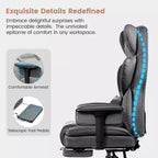 Fauteuil de bureau de direction KERDOM en cuir PU, accoudoirs et repose-pieds réglables, dossier haut et soutien lombaire