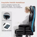 Fauteuil de bureau de direction KERDOM en cuir PU, accoudoirs et repose-pieds réglables, dossier haut et soutien lombaire