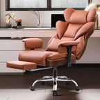 Fauteuil de bureau de direction KERDOM en cuir PU, accoudoirs et repose-pieds réglables, dossier haut et soutien lombaire