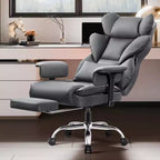 Fauteuil de bureau de direction KERDOM en cuir PU, accoudoirs et repose-pieds réglables, dossier haut et soutien lombaire