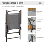 Ensemble de salle à manger de patio 6 pièces pour 4 avec parasol, avec 4 chaises de salle à manger pliantes et une table ronde en verre pour le jardin