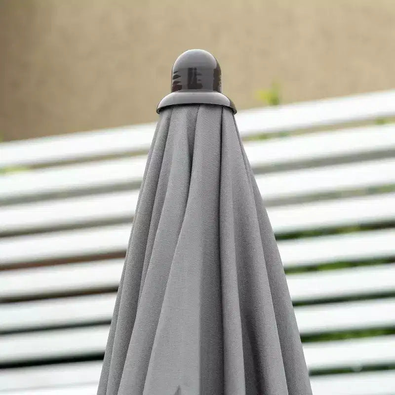 Ensemble de salle à manger de patio 6 pièces pour 4 avec parasol, avec 4 chaises de salle à manger pliantes et une table ronde en verre pour le jardin