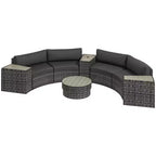 8 Piece Patio Furniture Set with 4 Rattan Sofa Chairs & 4 Tables with Storage & Umbrella Hole